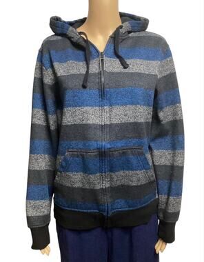 Vintage Y2K Tony Hawk Striped Full Zip Hoodie Sweatshirt Skater 90s Streetwear M